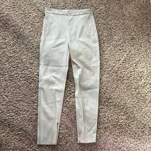 ZARA Hi-Rise beige  Faux Leather Legging size M side zip ankle zips